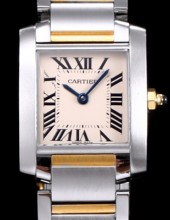 Cartier 까르띠에 여성용 탱크 프랑세즈 워치 쿼츠 무브먼트 스몰 엘로골드 스틸 그레이 다이얼 - Cartier TANK FRANCAISE WATCH SMALL 18K YellowGold Steel Silver Finish Grey Dial.