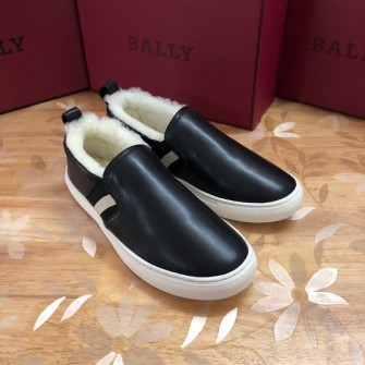 BALLY 발리 수입 소가죽 양털 안감 블랙 스니커즈, HEDERN MEN'S LAMB LEATHER SKATE TRAINER IN WHITE