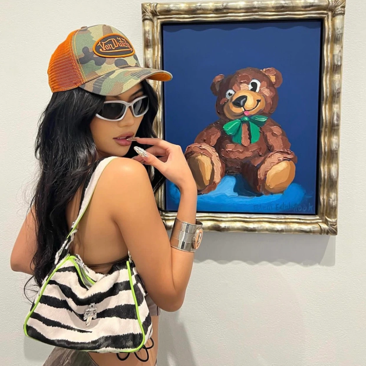 CHROME HEARTS 크롬하츠 그린 지브라 줄말무늬 Chicken Nugget bag 너겟백 #25932235