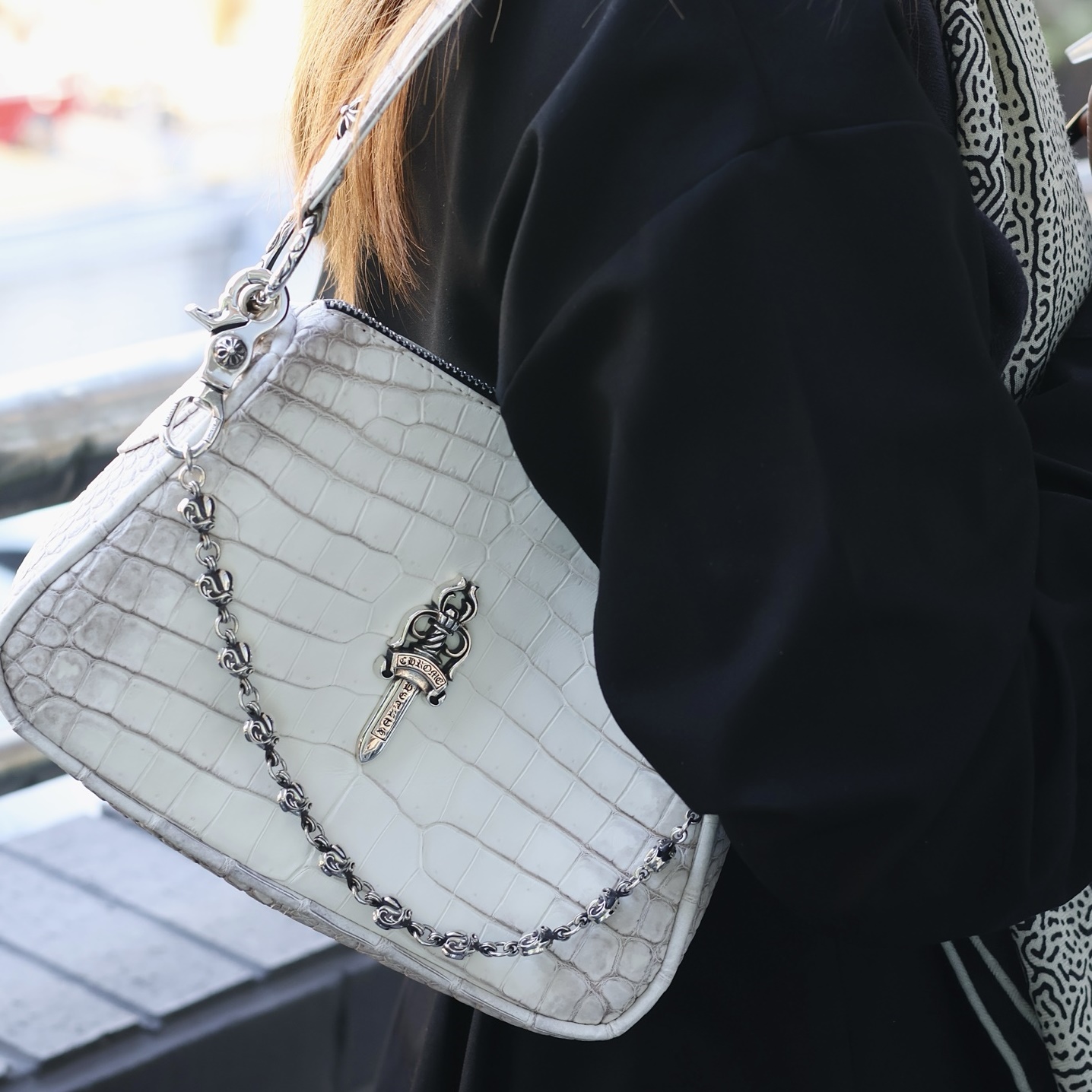 CHROME HEARTS 크롬하츠 Chicken Nugget bag 너겟백 K680 (히말라야 악어가죽)미듐 화이트