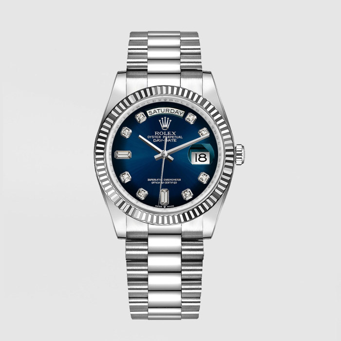 [프리미엄] ROLEX 롤렉스 데이데이트 36mm 실버 큐빅 128239