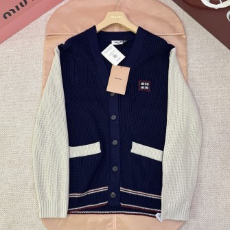 MIUMIU 미우미우 울 앤 캐시미어 가디건 네이비 #17266114