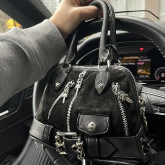 CHROME HEARTS 크롬하츠 Modean Mini JJ Dean belt bag 덴벨트백 (스웨이드) 26cm #K657 (925실버)