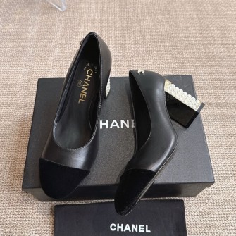 CHANEL 샤넬 투톤 캡 토 펌프스 #19266123