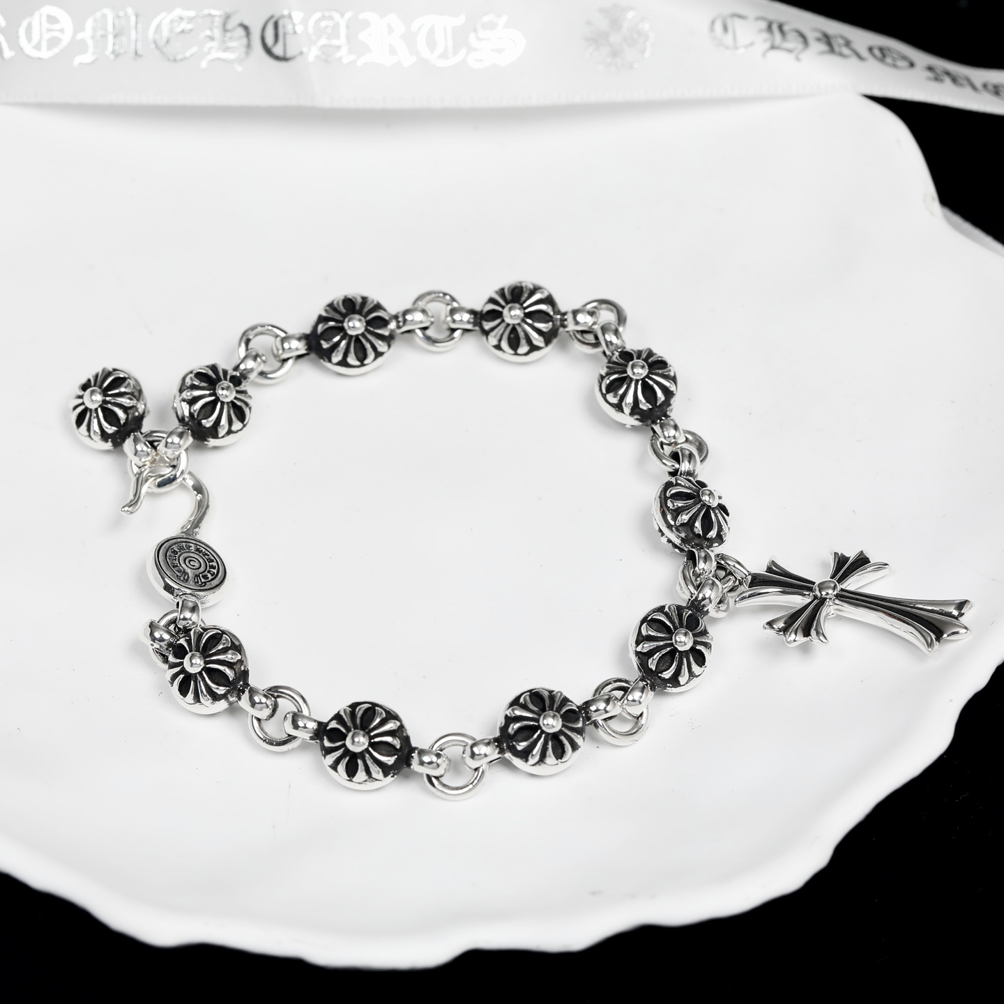 CHROME HEARTS 크롬하츠 925실버 십자가팔찌 H008