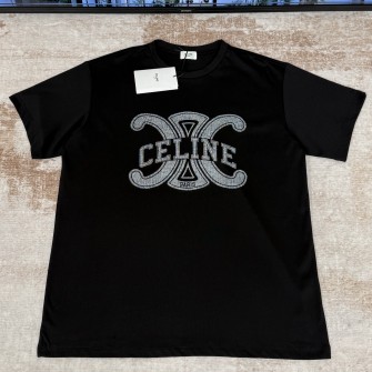 CELINE 셀린느 루즈 티셔츠 코튼 저지 블랙 화이트 #20266313