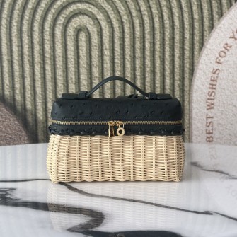 LORO PIANA 로로피아나 엑스트라 포켓 L19 이스트-웨스트 위커 타조가죽 #14040315