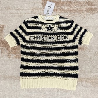 DIOR 디올 마리네르 숏슬리브 스웨터 에클루 블랙 #14366316