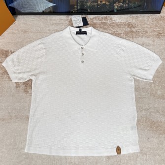 LOUIS VUITTON 루이비통 실크 코튼 다미에 피케 폴로 셔츠 1AJSQK