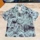 LOUIS VUITTON 루이비통 프린티드 숏슬리브 실크 셔츠 카메오 블루 #14556316