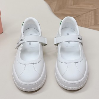 MIU MIU 미우미우 카프 레더 메리 제인 발레리나 슈즈 #16326318