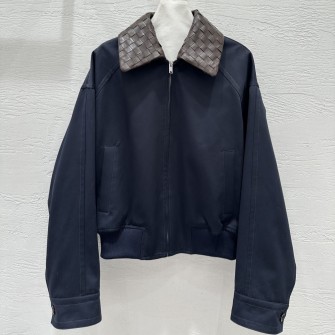 BOTTEGA VENETA 보테가베네타 양가죽 엮은칼라 탈부착 루즈핏 집업 점퍼 재킷 #13476326