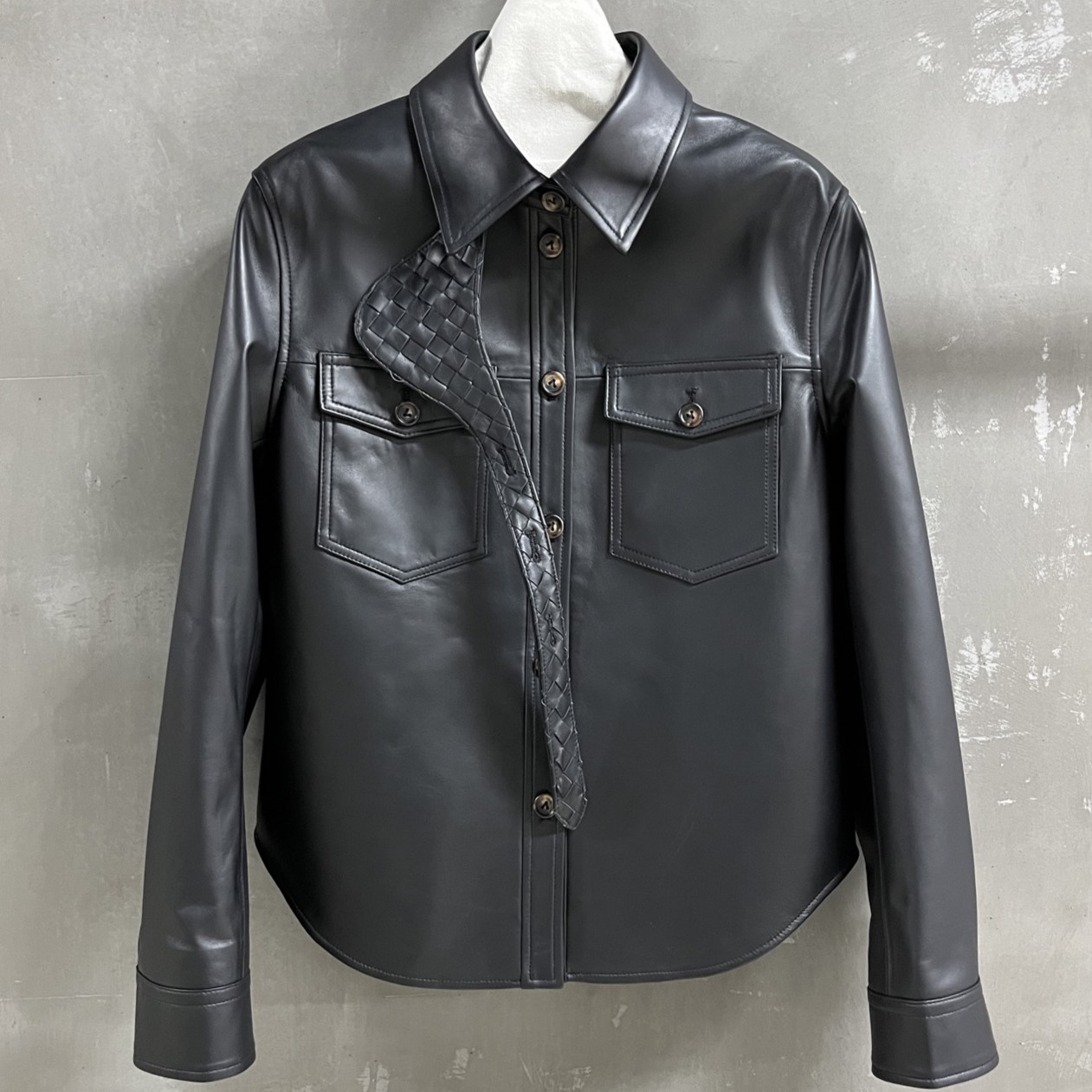 BOTTEGA VENETA 보테가베네타 램스킨 포켓 가죽 재킷셔츠 #1556326
