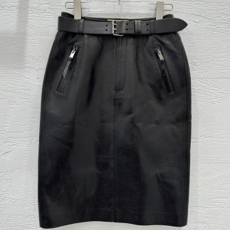 SAINT LAURENT 생로랑 블랙 가죽 팬슬 스커트 #16496326