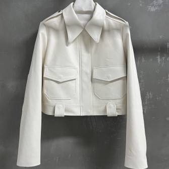 Khaite 케이트 포켓 가죽 자켓 #17186326