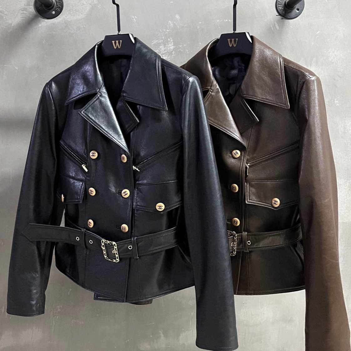 CHANEL 샤넬 벨트 가죽 자켓 #17526330