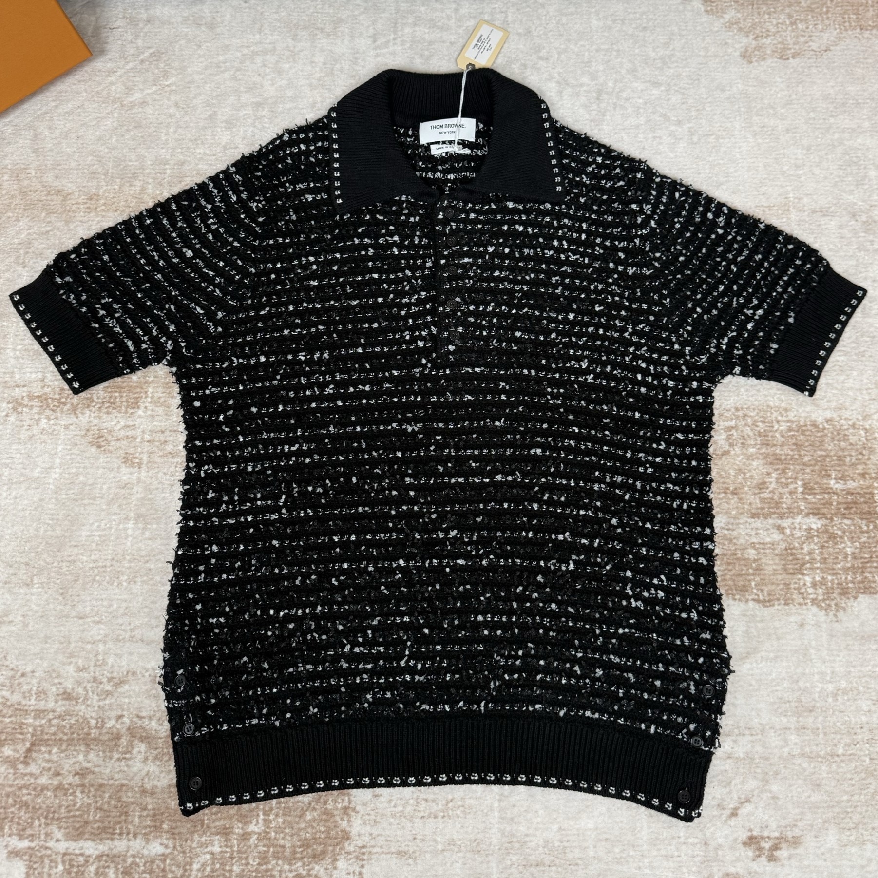 THOM BROWNE 톰브라운 트위드 폴로 셔츠 MKP138BY9035