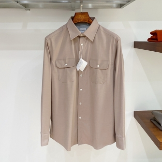 Brunello Cucinelli 브루넬로 쿠치넬리 버진 울 포켓 오버 셔츠 #13290421