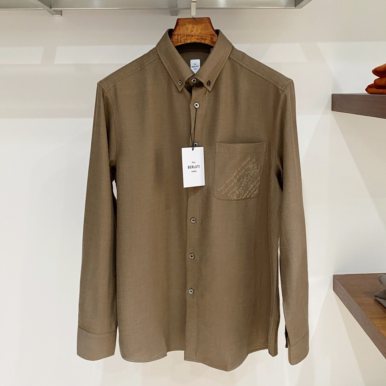 BERLUTI 벨루티 스크리토 자수 코튼 셔츠 #15010421