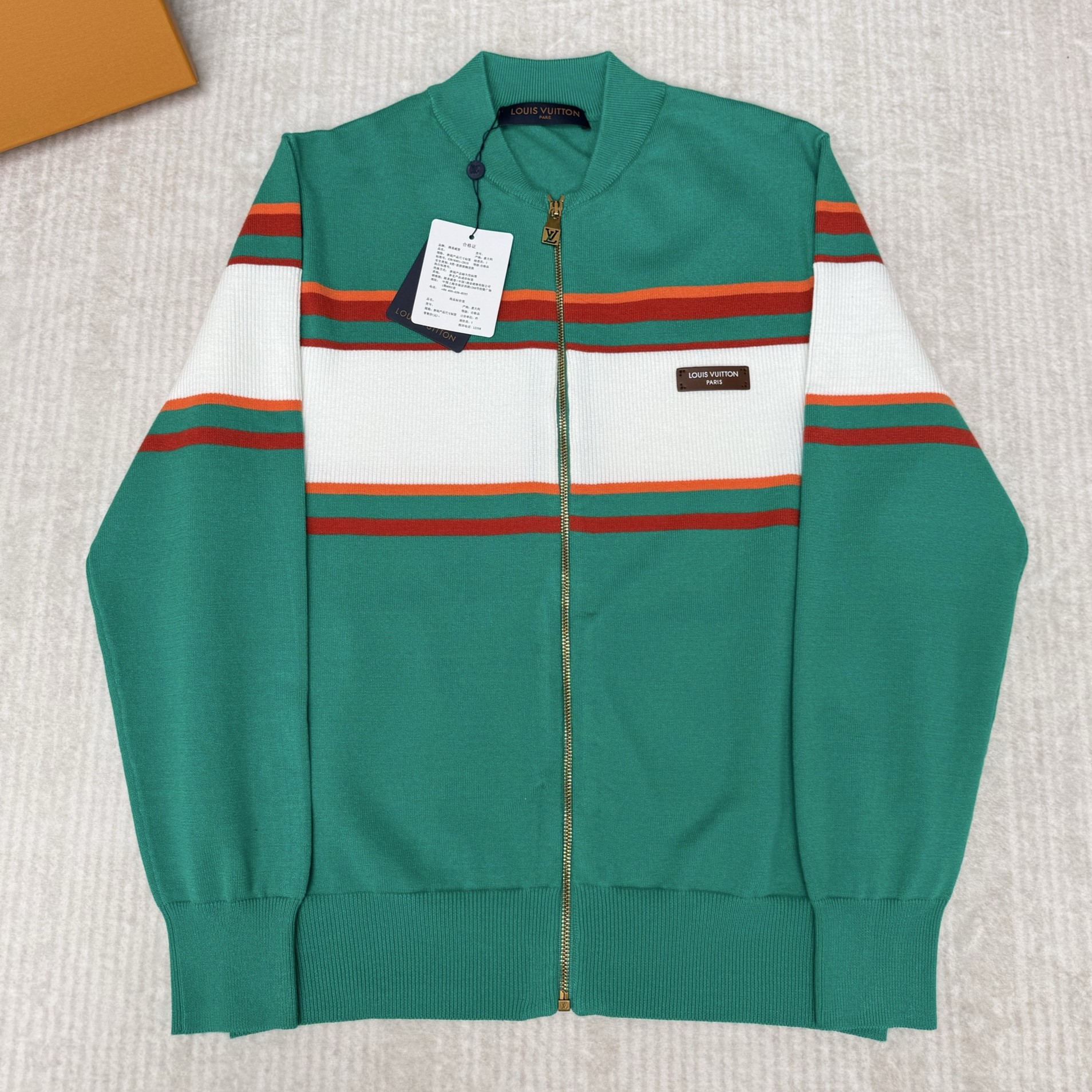 LOUIS VUITTON 루이비통 코튼 혼방 니트 컬러 블록 집업 재킷 #23196422