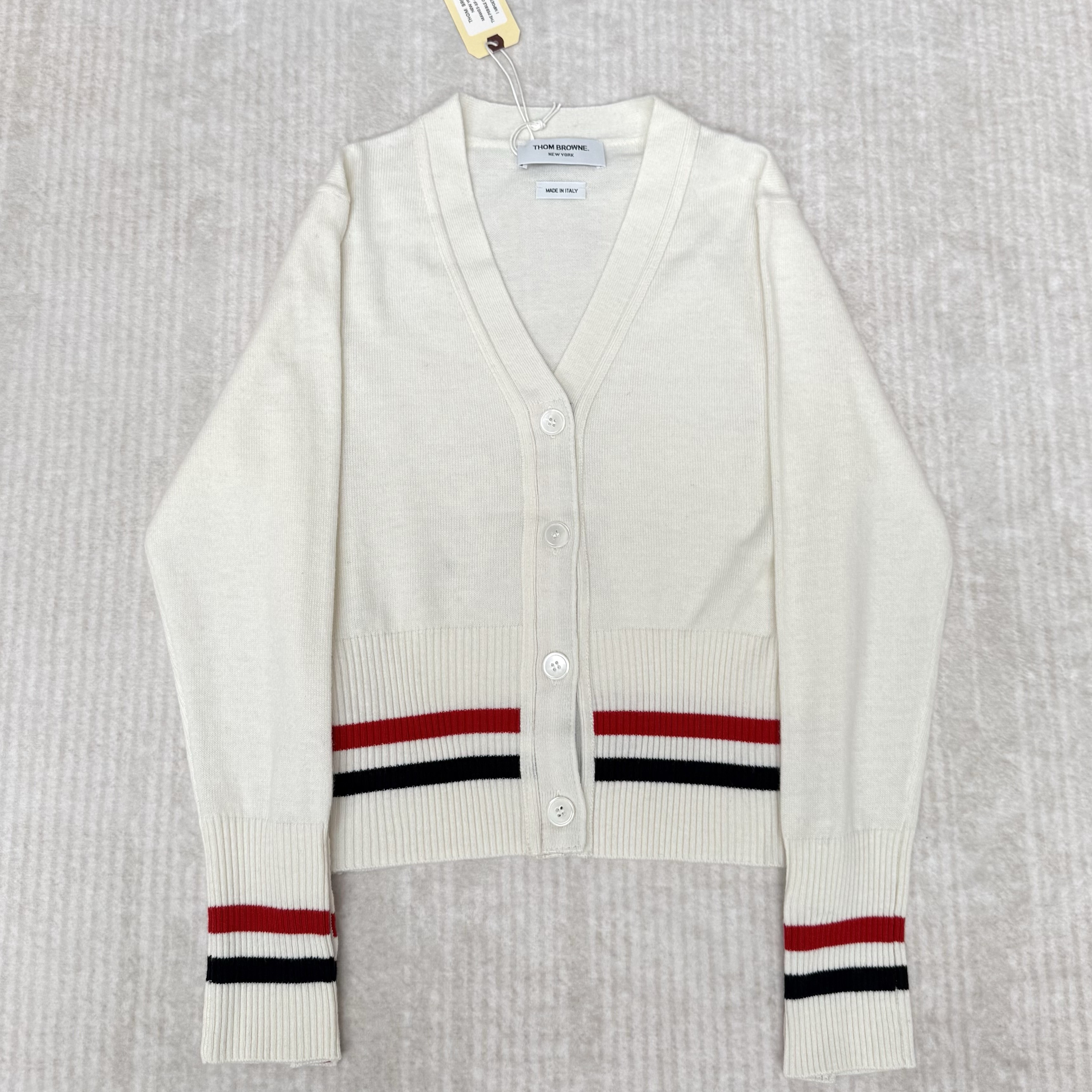 THOM BROWNE 톰브라운 캐시미어 RWB 스트라이프 셔런 가디건 #23426422