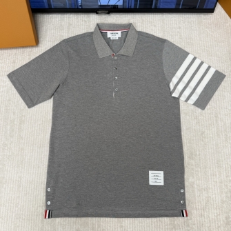 THOM BROWNE 톰브라운 코튼 사선 숏슬리브 폴로 또는 클래식 피케 4-바 폴로 #1836423