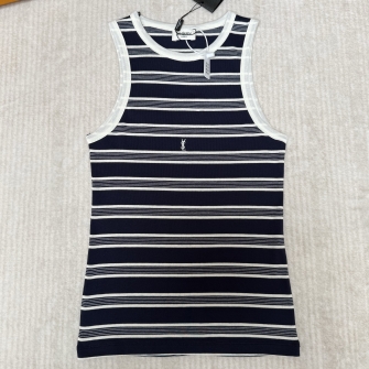 SAINT LAURENT 생로랑 카산드라 스트라이프 코튼 저지 탱크 탑 #16475627