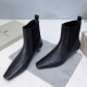 ⁠BRUNELLO CUCINELLI 브루넬로 쿠치넬리 스무스 레더 스퀘어 토 모닐리 힐 첼시 앵클 부츠 #21456726