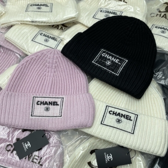 CHANEL 샤넬 CC 프레임 로고 자수 울 캐시미어 비니 #2126683