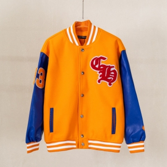 CHROME HEARTS 크롬하츠 레더 패치 바시티 자켓 #18310817