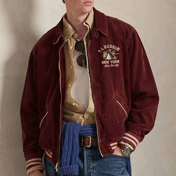 Ralph Lauren 폴로 랄프 로렌 코듀로이 그래픽 트랙 재킷 (포메그래니트)