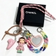 CHANEL 샤넬 CC 로고 하트 미러 피규어 멀티 체인 스트랩 키링 가방 참 핑크