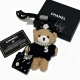 CHANEL 샤넬 CC 넘버5 블랙 탑 테디베어 미니 가방 참 인형 키링 스트랩 브라운